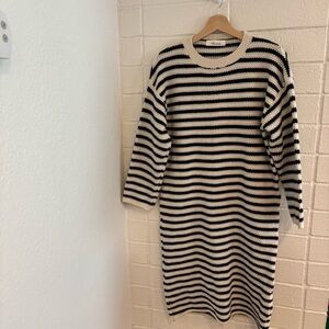Alicedudu striped knit long sleeve sweater dress